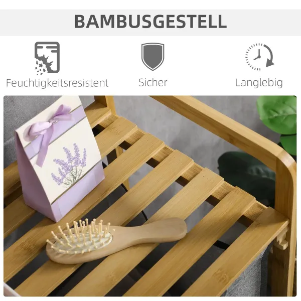 HOMCOM Bambusový koš na prádlo se dvěma vaky