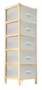 Bambusový regál G21 s 5 košíky, béžový
