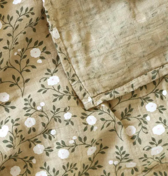 A Little Lovely Company - Mušelínová osuška XL, blossom - dark sage