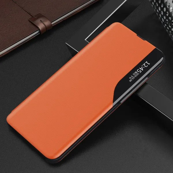 MG Eco Leather View knižkové puzdro na Huawei P40, oranžové