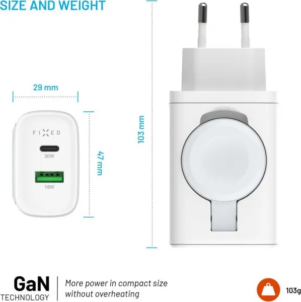 Síťová nabíječka FIXED Power Socket, 33W, bílá