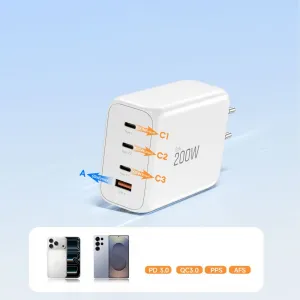 Tech-Protect NC200W Gan 4-Port Network Charger PD 200W / QC3.0