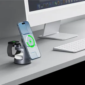 Tech-Protect QI2.2-25W-A48 3v1 bezdrôtová MagSafe nabíjačka, tmavošedá