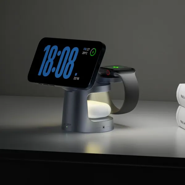 Tech-Protect QI2.2-25W-A48 3v1 bezdrôtová MagSafe nabíjačka, tmavošedá