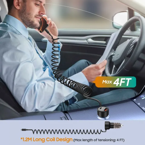 Tech-Protect CC05 autonabíjačka USB / USB-C 60W PD + kábel USB-C, čierna