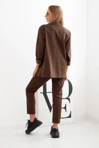 Legínovo Dámsky komplet Punto elegantné sako a nohavice hnedý Farba: Modrá, Veľkosť: UNI