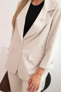 Legínovo Dámsky komplet Punto elegantné sako a nohavice hnedý Farba: Modrá, Veľkosť: UNI