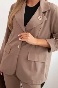 Legínovo Dámsky komplet Punto elegantné sako a nohavice hnedý Farba: Modrá, Veľkosť: UNI