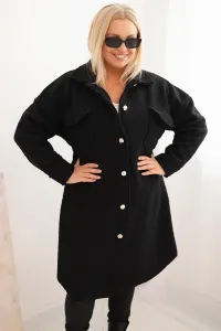 Legínovo Dámsky kabát Plus Size s vlnou zapínaný na gombíky s vreckami a golierom béžový Farba: Sivá, Veľkosť: UNI