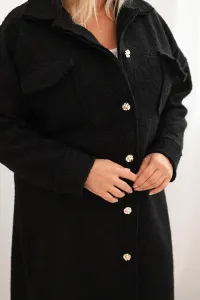 Legínovo Dámsky kabát Plus Size s vlnou zapínaný na gombíky s vreckami a golierom béžový Farba: Sivá, Veľkosť: UNI