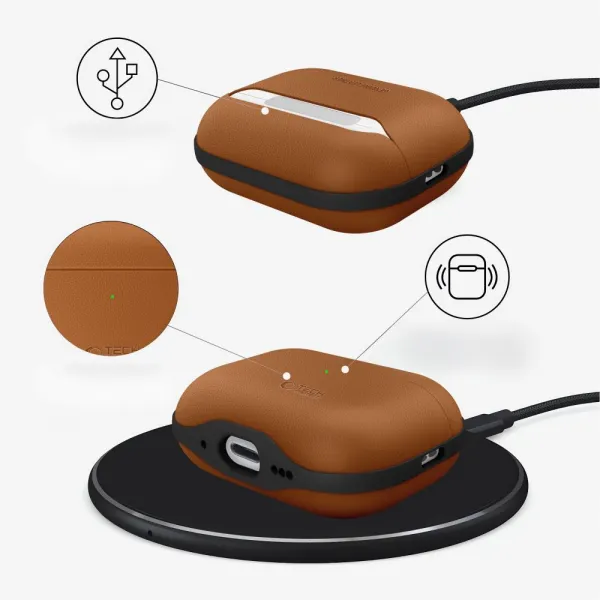 Tech-Protect NaturalFit, Apple AirPods Pro 3, hnedé