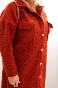 Legínovo Dámsky kabát Plus Size s vlnou zapínaný na gombíky s vreckami a golierom béžový Farba: Sivá, Veľkosť: UNI