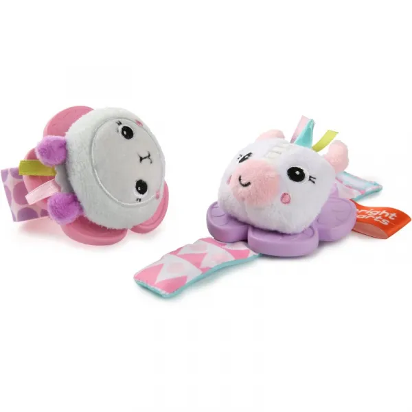 Bright Starts Wrist Pals Toy hrkálka na ruku s hryzadielkom Unicorn & Llama 0 m+ 2 ks