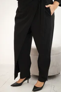 Legínovo Dámsky bavlnený overal Plus Size s viazaním v páse a 3/4 rukávom čierny Farba: Čierna, Veľkosť: 4XL