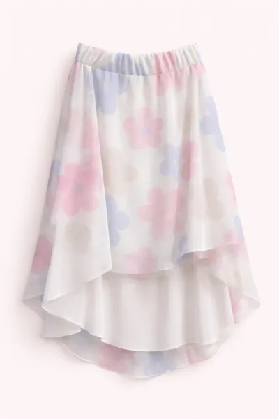 Fashionkids Dievčenská  sukňa s pastelovými kvetmi – ideálna na leto Farba: Ecru, Veľkosť: 146