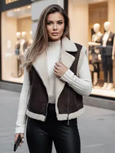 Dámska zamatová vesta s kožúškom WOOLZIP