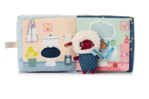 Lilliputiens - textilná knižka s prstovou bábkou - dobrú noc s ovečkou Yvon