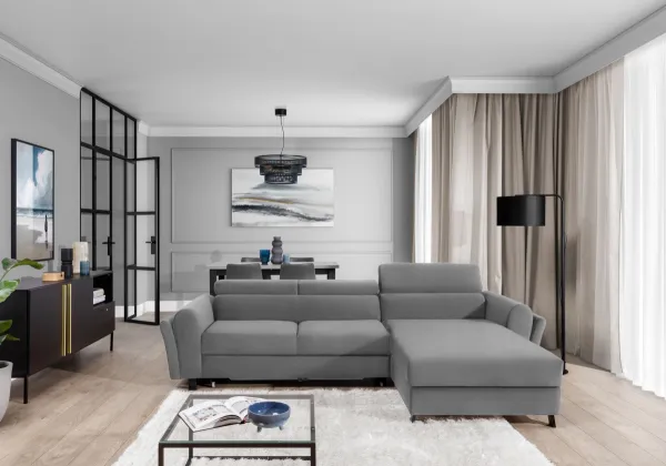 Rozkladacia rohová sedacia súprava mariall - sivá – paros 05 – pravá