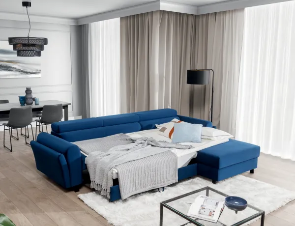 Rozkladacia rohová sedacia súprava mariall - modrá – riviera 81 –