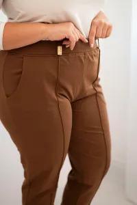 Legínovo Dámske bavlnené nohavice Plus Size s elastickým pásom ťavia hnedá Farba: Hnedá