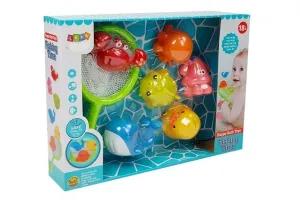 Lean Toys Kúpeľový set Vodné zvieratká so sieťkou – delfín, krab a ďalšie Material: Guma