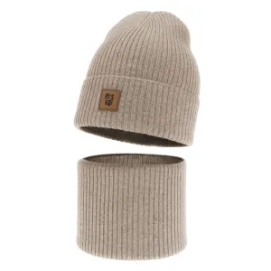 Agbo Chlapčenský merino set čiapka a nákrčník LET’S GO – jeseň / jar Farba: Mocca, Veľkosť: 50-52