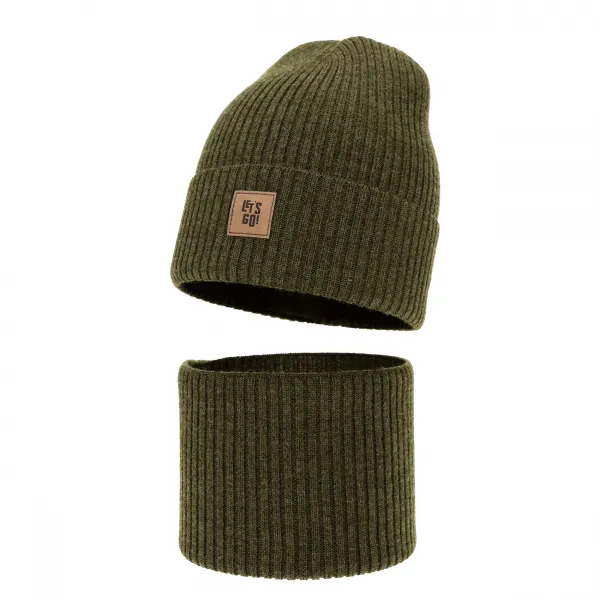 Agbo Chlapčenský merino set čiapka a nákrčník LET’S GO – jeseň / jar Farba: Mocca, Veľkosť: 50-52