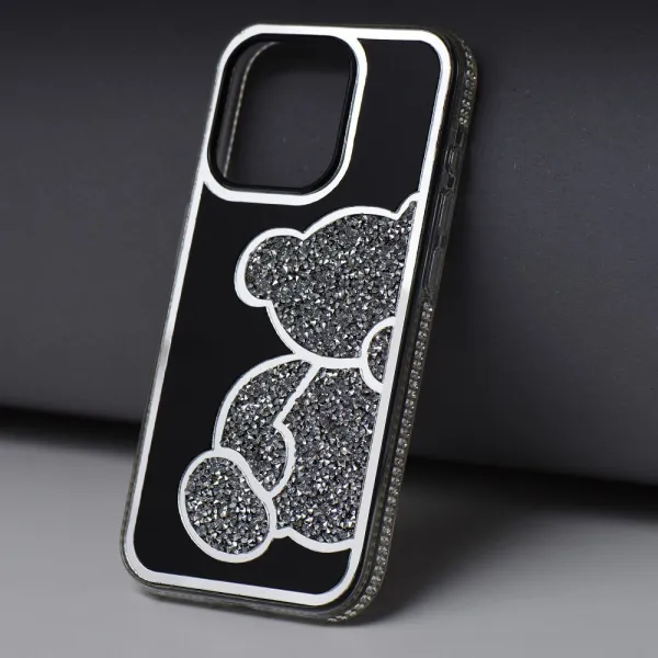 OEM Teddy Bear kryt pre Apple iPhone 17 Pro Max, Strieborný