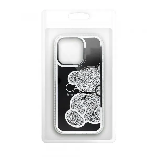 OEM Teddy Bear kryt pre Apple iPhone 17 Pro Max, Strieborný