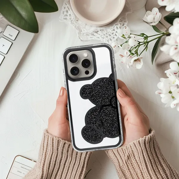 OEM Teddy Bear kryt pre Apple iPhone 17 Pro Max, Čierny