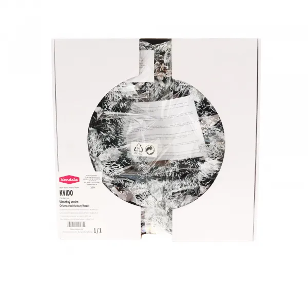 TEMPO-KONDELA KVIDO, vianočný veniec s dekoráciami, zelená/strieborná, priemer 45 cm