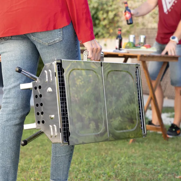 InnovaGoods Nerezový skládací gril na dřevěné uhlí ExelQ