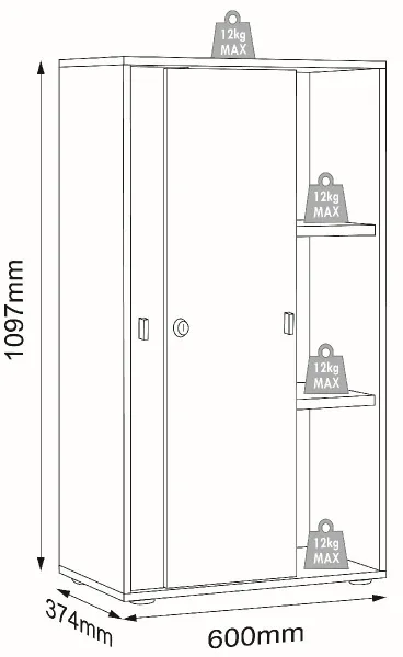 VCM Posuvná skříňka se 3 přihrádkami „Salia“ B60, bílá
