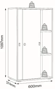 VCM Posuvná skříňka se 3 přihrádkami „Salia“ B60, bílá