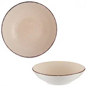 VESSIA Hlboký kameninový tanier MANDALA 20 cm béžový