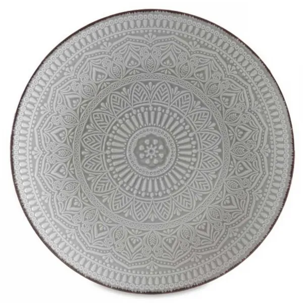 VESSIA Hlboký kameninový tanier MANDALA 20 cm sivý