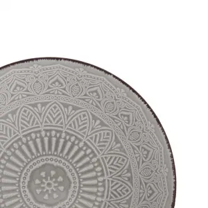 VESSIA Hlboký kameninový tanier MANDALA 20 cm sivý