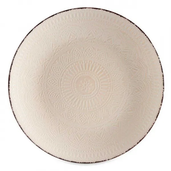 VESSIA Plytký kameninový tanier MANDALA 27 cm béžový