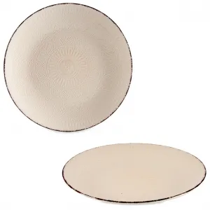 VESSIA Plytký kameninový tanier MANDALA 27 cm béžový