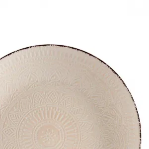 VESSIA Plytký kameninový tanier MANDALA 27 cm béžový