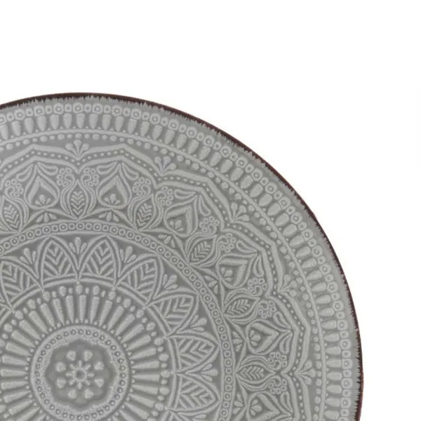 VESSIA Plytký kameninový tanier MANDALA 27 cm sivý