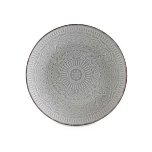 VESSIA Plytký kameninový tanier MANDALA 27 cm sivý