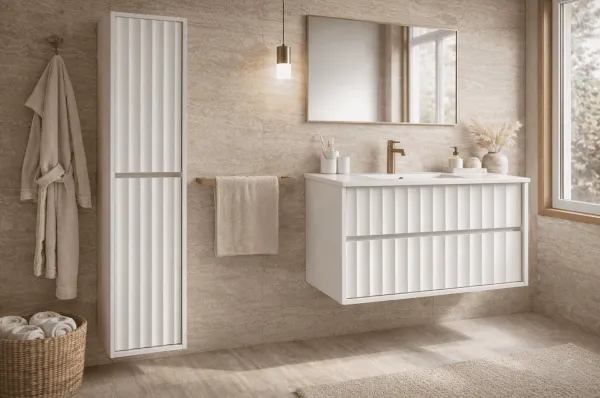 Elvisia Vysoká kúpeľňová skrinka NOA White