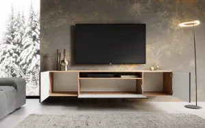 ArtAdrk TV stolík NOEMI závesný | dub artisan / čierna