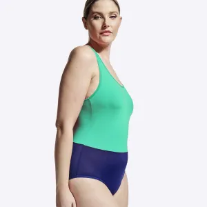 Wuka period racerback two-tone swimsuit medium flow green/blue s -