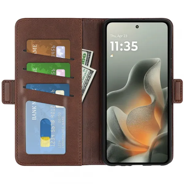 SIDE Peňaženkové puzdro pre Motorola Edge 70 tmavohnedé