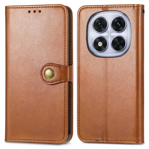 LEATHER BUCKLE Peňaženkový obal pre Xiaomi Redmi Note 15 Pro+ 5G / POCO M8 Pro 5G hnedý