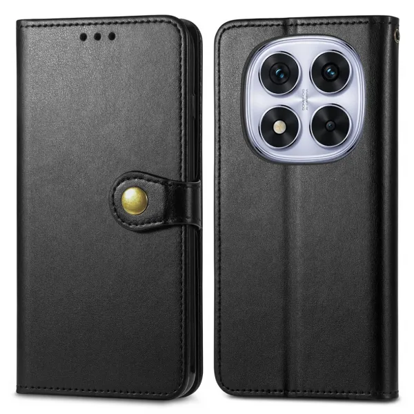 LEATHER BUCKLE Peňaženkový obal pre Xiaomi Redmi Note 15 Pro+ 5G / POCO M8 Pro 5G čierny
