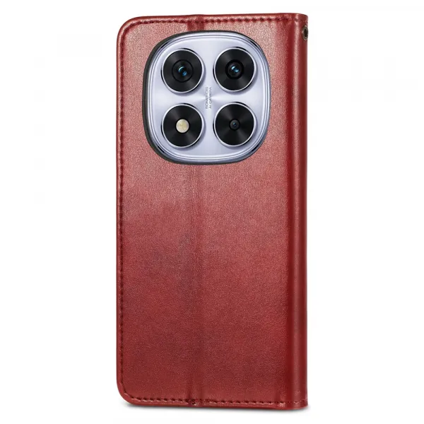 LEATHER BUCKLE Peňaženkový obal pre Xiaomi Redmi Note 15 Pro+ 5G / POCO M8 Pro 5G červený