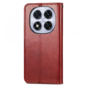 LEATHER BUCKLE Peňaženkový obal pre Xiaomi Redmi Note 15 Pro+ 5G / POCO M8 Pro 5G červený